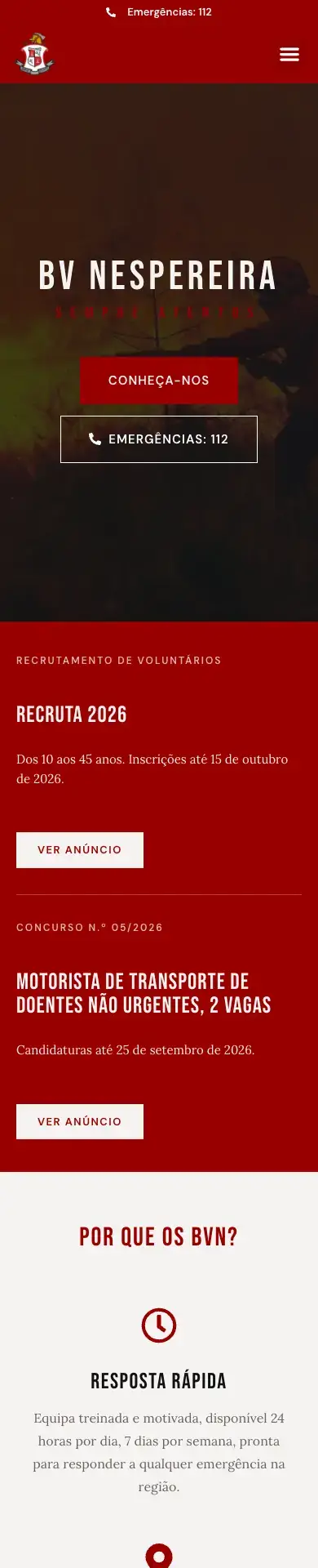 Site BV Nespereira visto num telemóvel