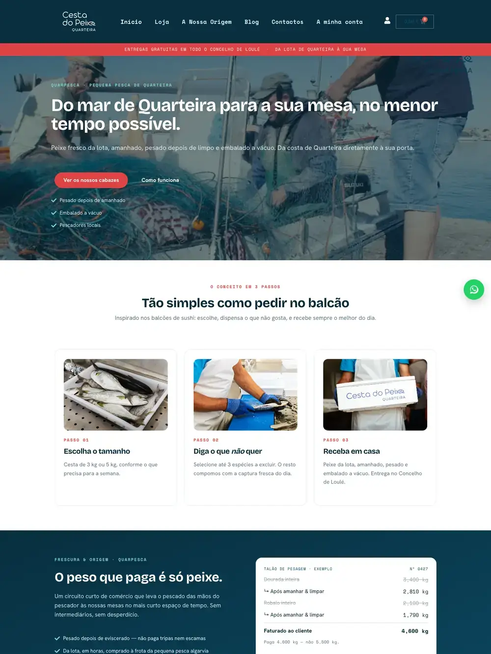 Site Cesta do Peixe visto no computador
