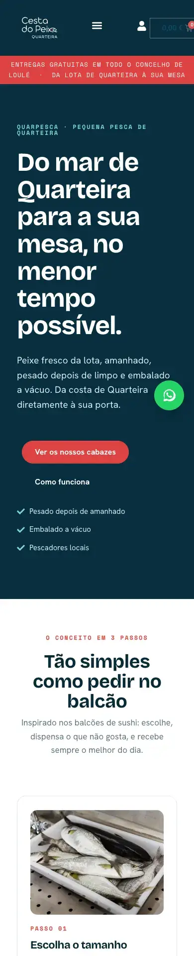 Site Cesta do Peixe visto num telemóvel