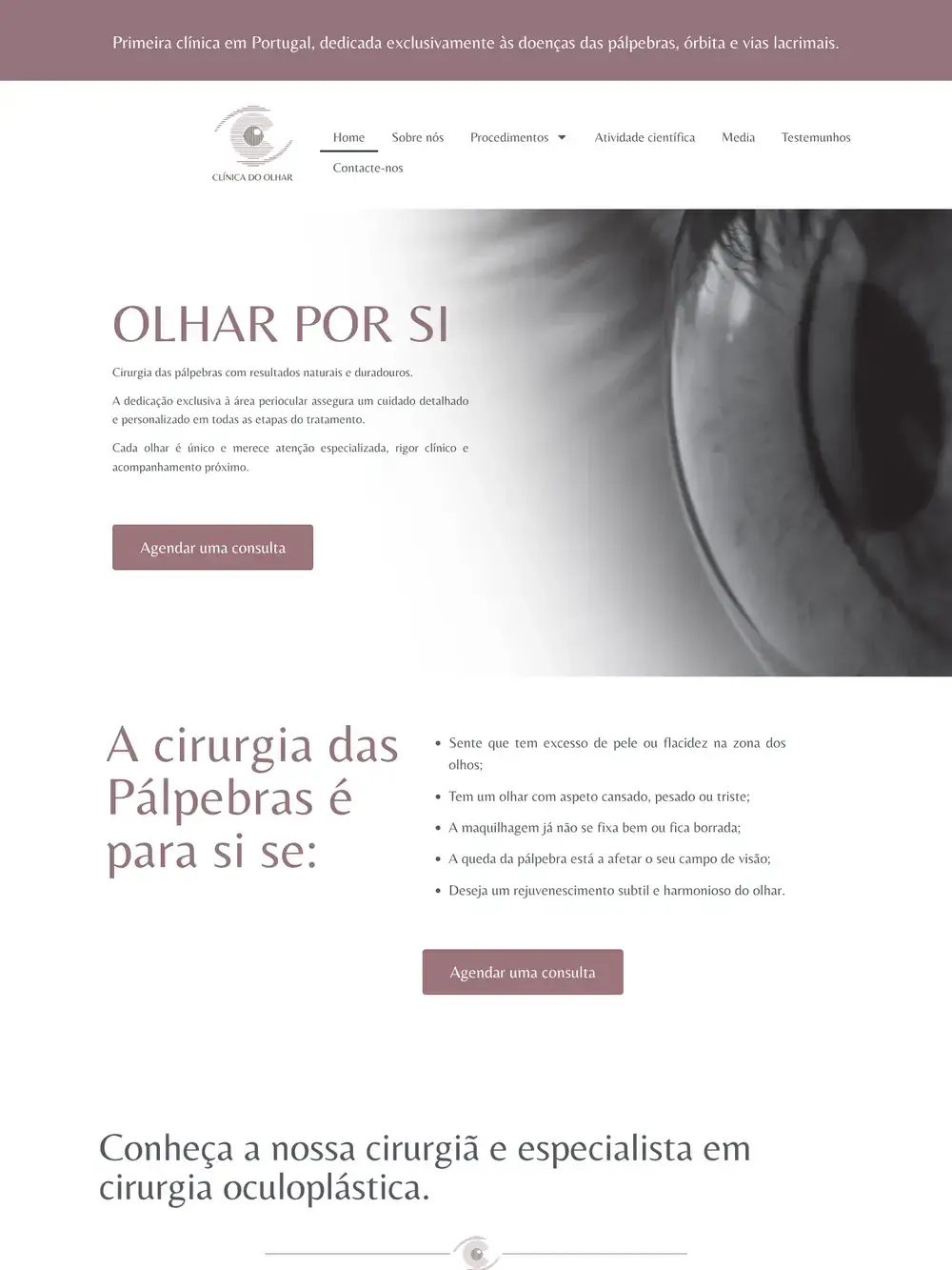Site Clínica do Olhar visto no computador