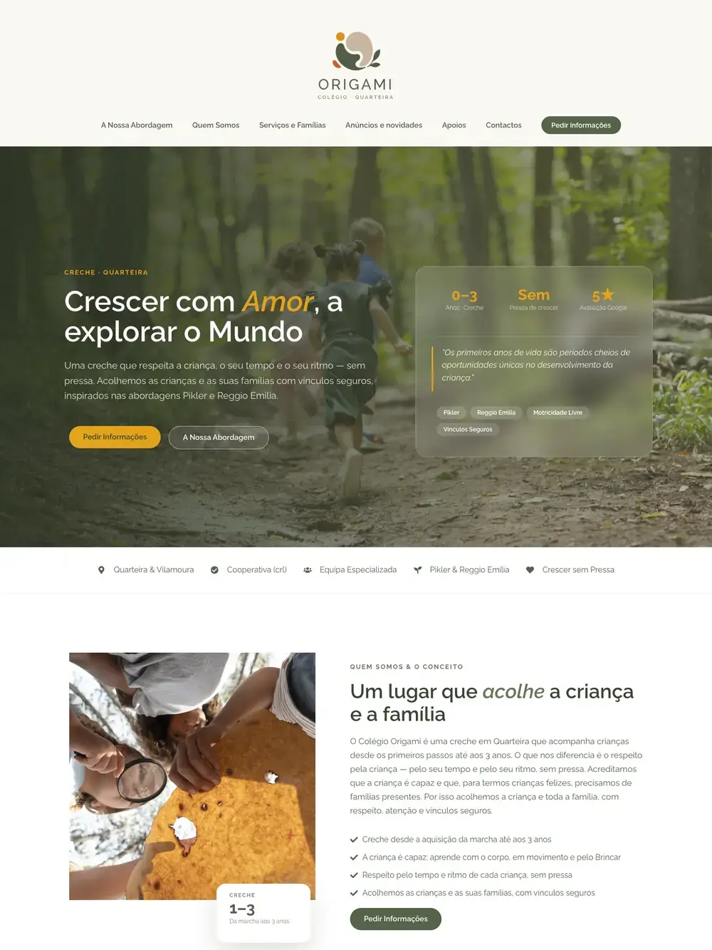 Site Colégio Origami visto no computador