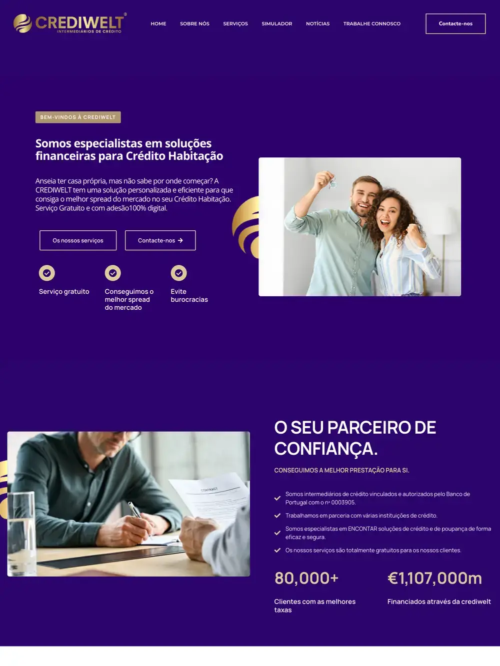 Site Crediwelt visto no computador