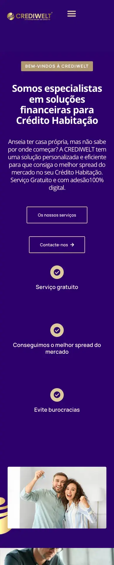 Site Crediwelt visto num telemóvel