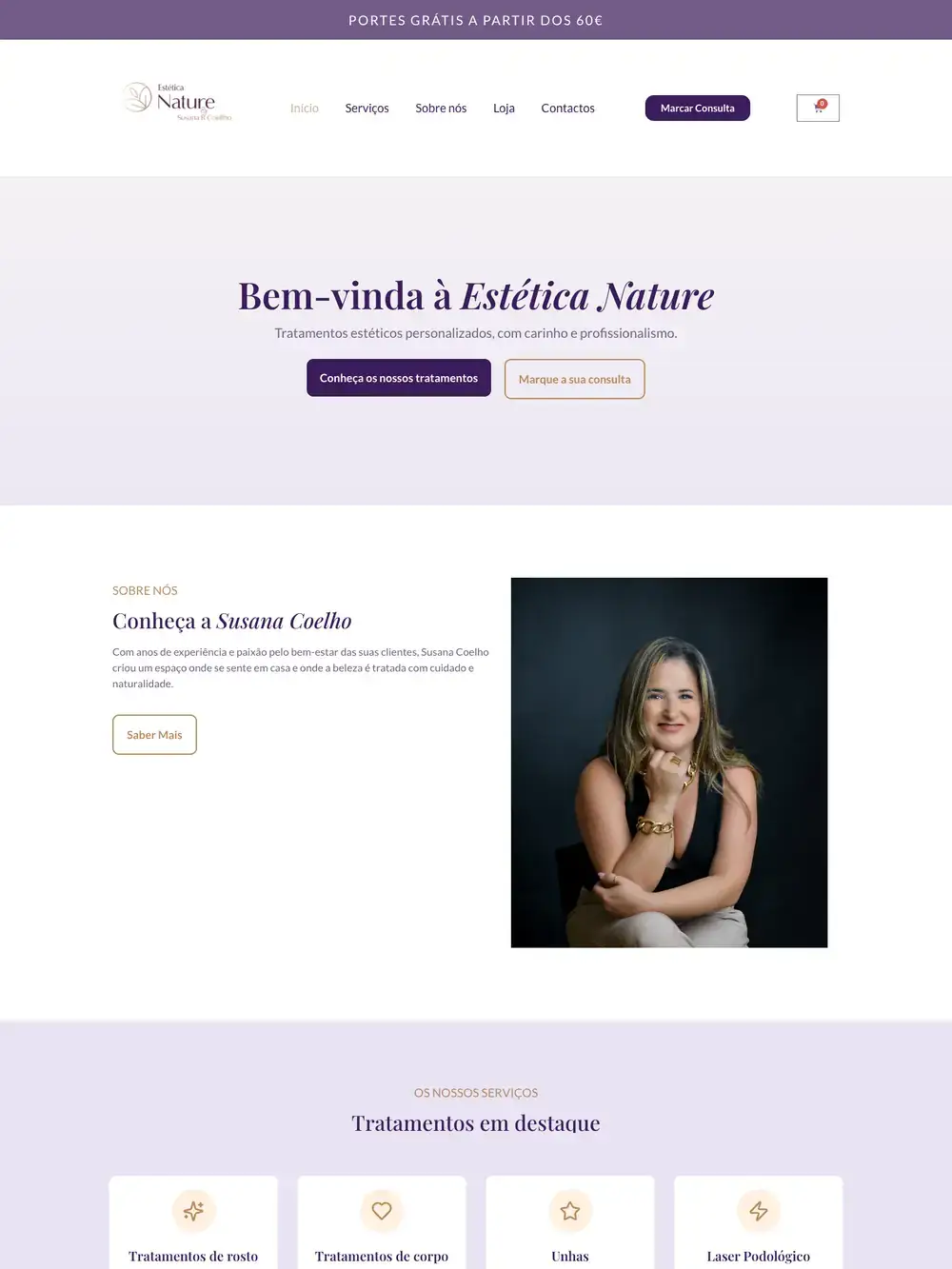 Site Estética Nature visto no computador