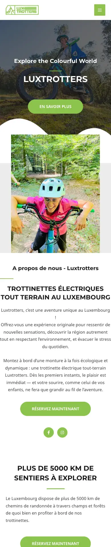 Site Lux Trotters visto num telemóvel