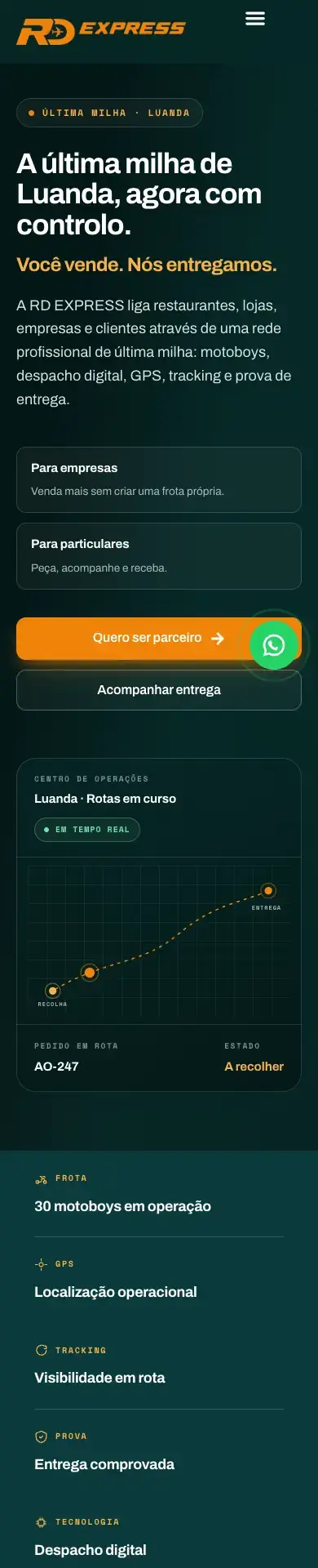 Site RD Express visto num telemóvel