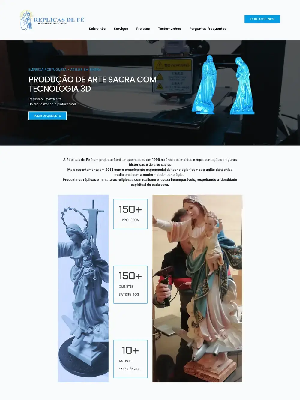 Site Réplicas de Fé visto no computador