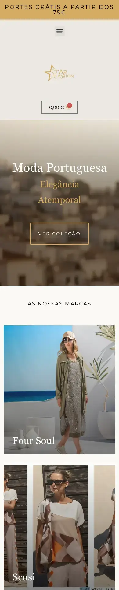 Site Star Fashion visto num telemóvel